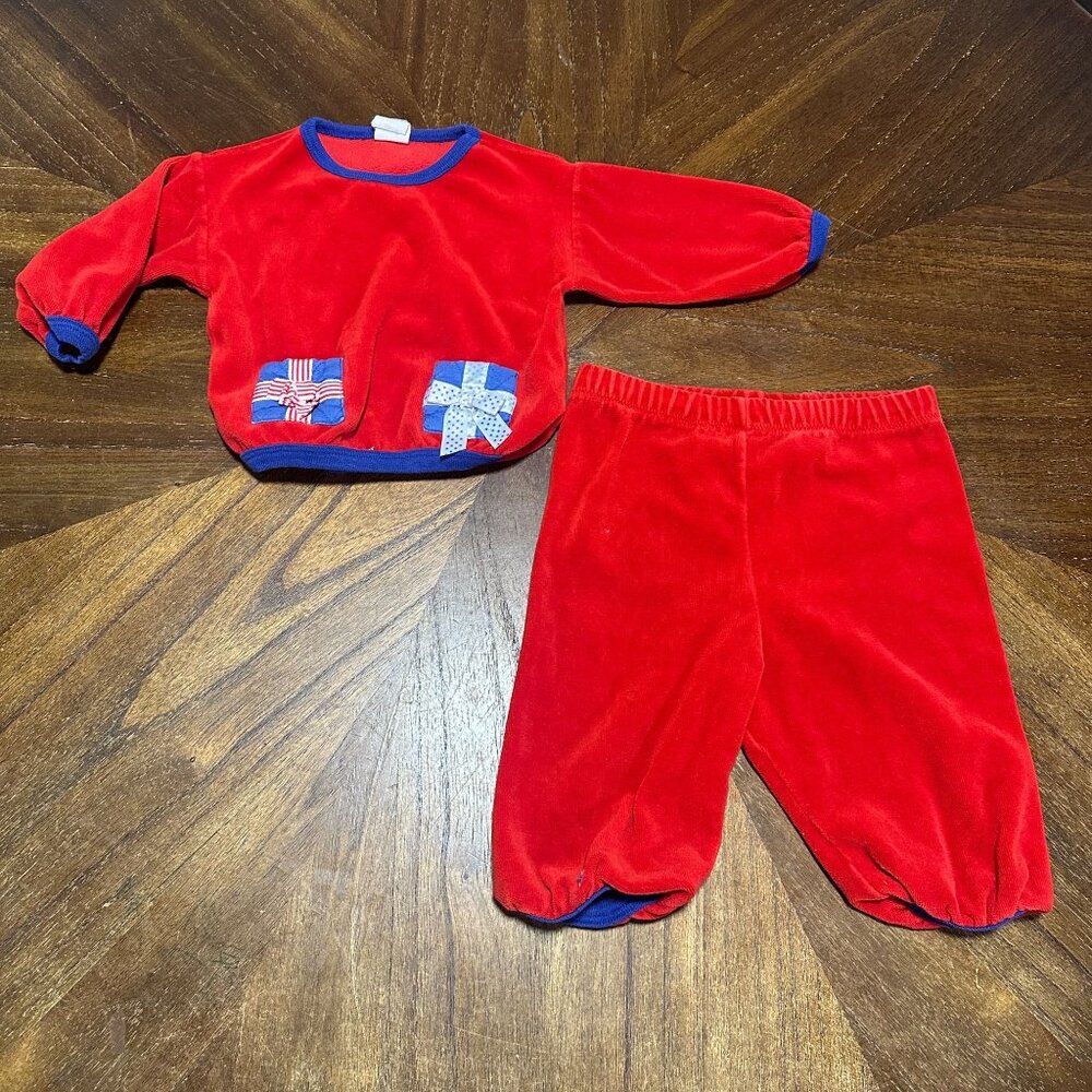 Vintage Baby Christmas Outfit size 12 Months/ Ruth Scharf Outfit / Vintage Kids